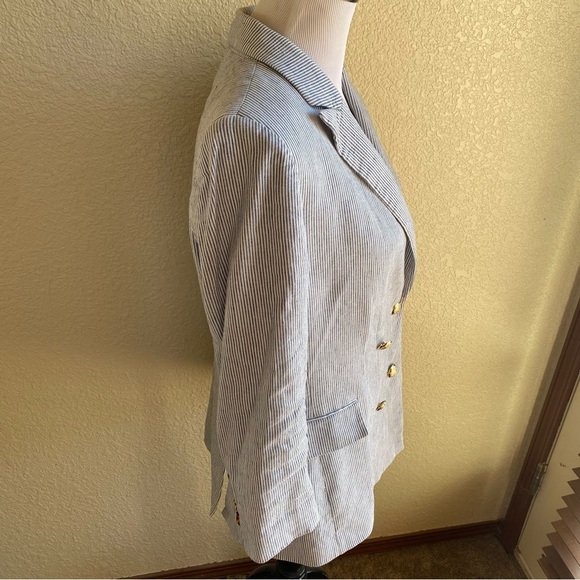 Antonio Melani Striped Double Breasted Blazer Notched Lapel Linen Cotton: 12 - Picture 6 of 12